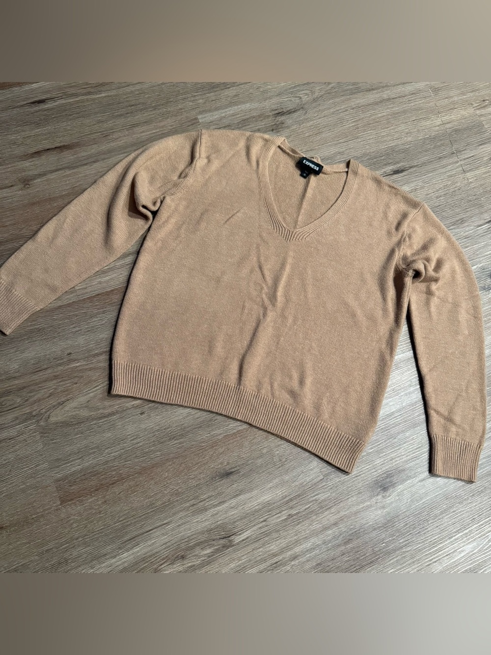 Express V-Neck Sweater in Light Camel